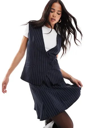 ASOS Tailored wrap front waistcoat in pinstripe co ord