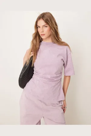 ASOS Corset waist t-shirt in washed mauve