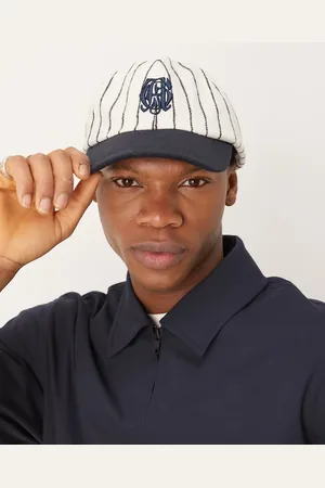 ASOS Melton baseball stripe cap with monogram embroidery