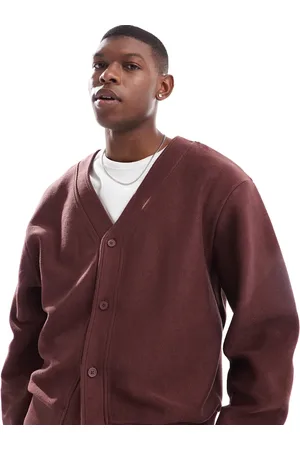 ASOS Co-ord oversized textured cardigan in burgundy - BURGUNDY