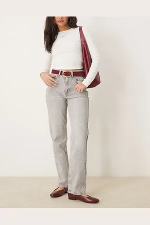 VILA Kelly high waisted wide leg jean in light denim