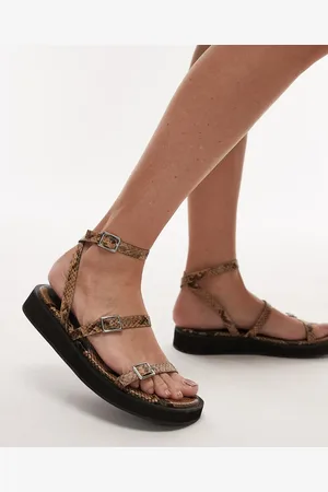 Topshop Jake buckle sandals in snake print