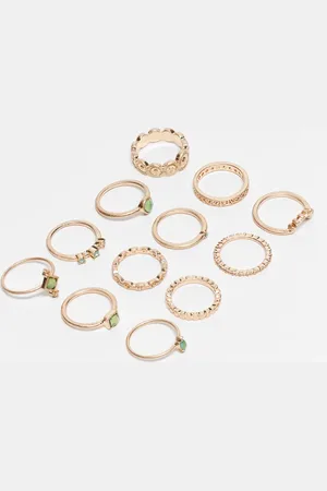 ASOS Pack of 12 rings in worn tone