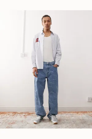 Dr Denim Omar relaxed fit straight leg jeans in retro anniversary print