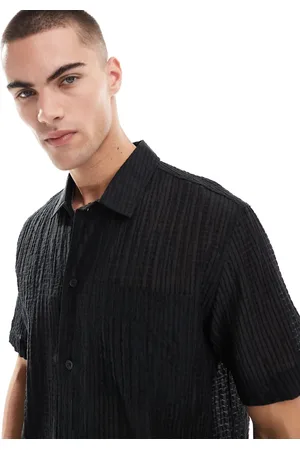 Bershka Embroidered satin shirt in