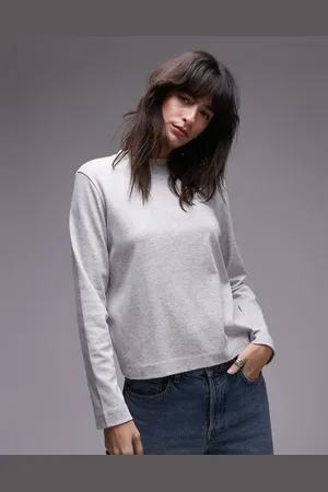 Topshop Boxy long sleeve top in marl
