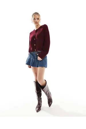 Hollister Micro pleated mini skirt in wash denim