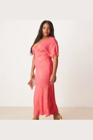 Never Fully Dressed Lace trim print midaxi dress in red and