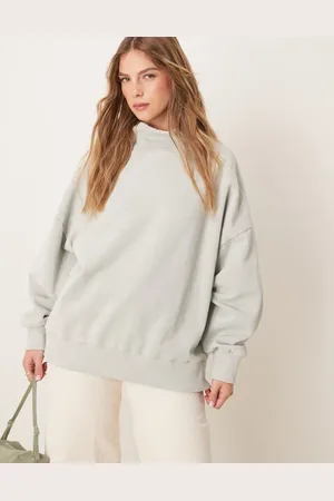 ASOS Heavyweight high neck sweatshirt in washed