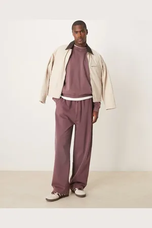 ASOS Wide leg joggers in washed burgundy