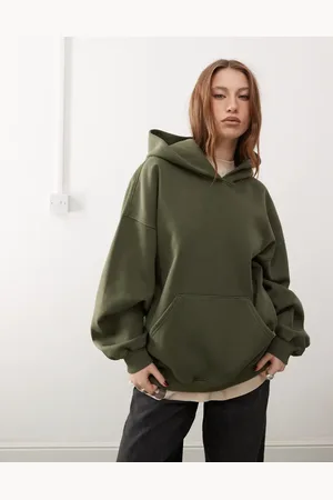 Weekday Tony oversized heavyweight jersey hoodie in khaki