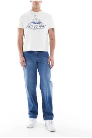 ASOS Baggy jeans in midwash with tie