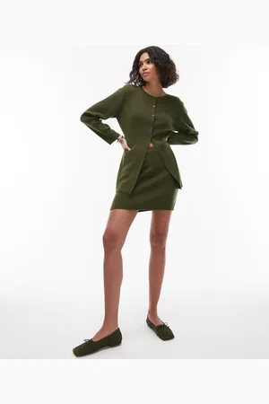 Topshop Compact knitted mini skirt co ord in olive