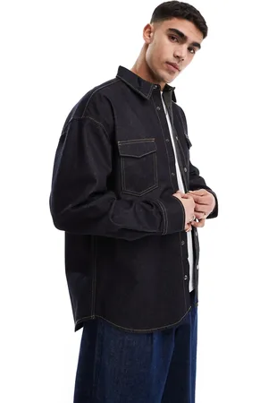 JACK & JONES Denim overshirt shacket in rinse wash