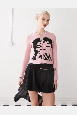 COLLUSION Mini puff ball textured skirt with ties