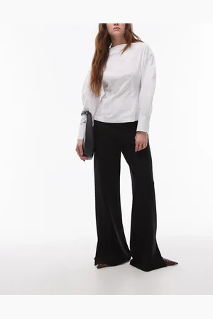 MANGO Seam front jersey straight trouser in