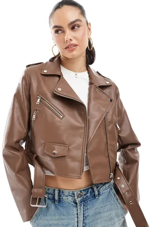 Stradivarius Cropped faux leather jacket in
