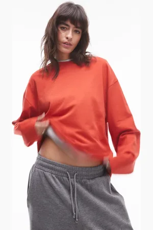 Topshop Premium seam detail long sleeve skater tee in rust