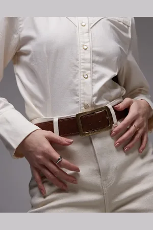 MANGO Rectangle hammered buckle belt in