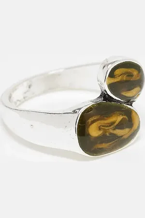 Reclaimed Unisex wraparound ring with faux brown stone in burnished