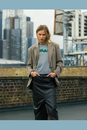 Topshop Co ord heritage check blazer in camel CAMEL