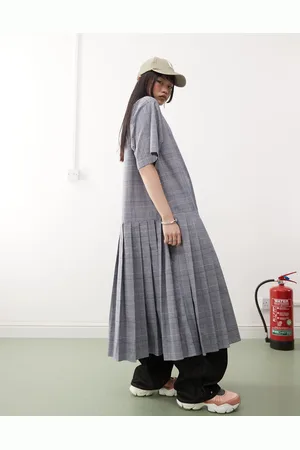 COLLUSION Oversized smock midi shirt dress in graphic check