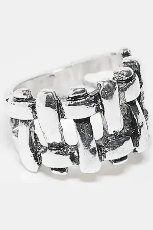 Reclaimed Unisex ring with weave detail in burnished