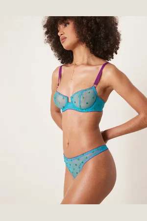 Dora Larsen Nelle tulle heart embroidered thong in bright