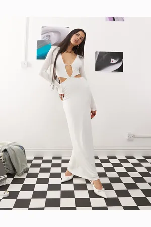 Princess Polly Plunge v neck cut out textured ribbed maxi dress in
