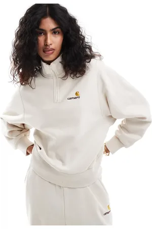 Carhartt Co-ord american script half zip sweatshirt in cream