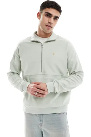 Farah Swaton half zip sweatshirt in sage
