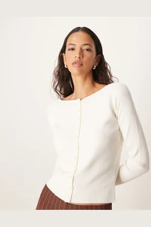 ASOS Fitted ribbed cardigan in cream