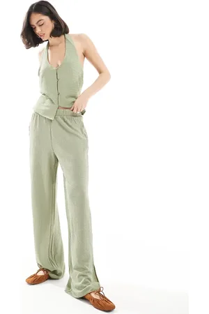 VERO MODA Textured jersey split leg trouser co-ord in tea