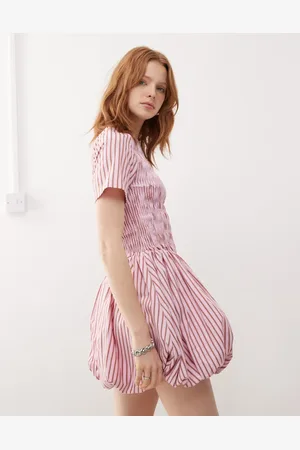 Amy Lynn Eleanor puffball mini dress in stripe