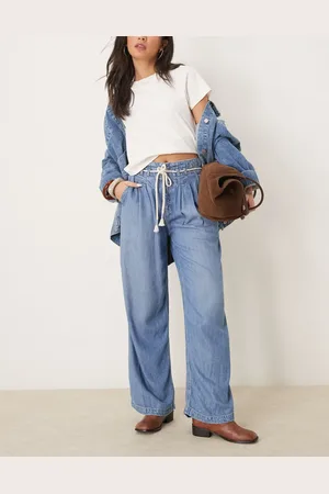 Free People Dakota cinched waist pull-on jeans in light