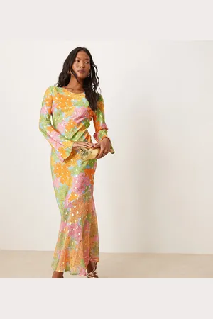 Never Fully Dressed Petite long sleeve maxi dress in patchwork print