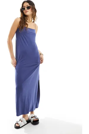 ASOS Square neck midaxi dress cami with spaghetti strap in indigo blue
