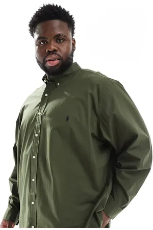 Ralph Lauren Big & Tall icon logo stretch poplin shirt in dark