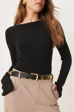 My Accessories Skinny studded belt in and gold