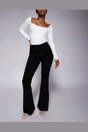 ASOS High waist tie belt waist flare trouser in