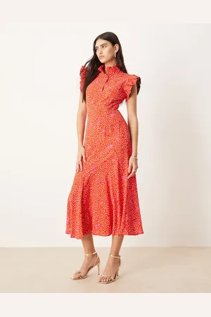 Never Fully Dressed Contrast sleeve midaxi dress in and pink