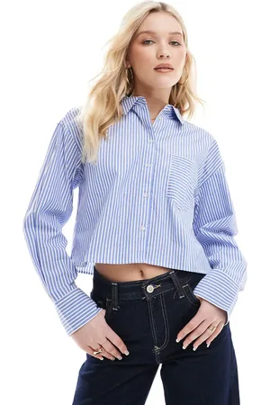 JJXX Oversized cropped shirt in stripe