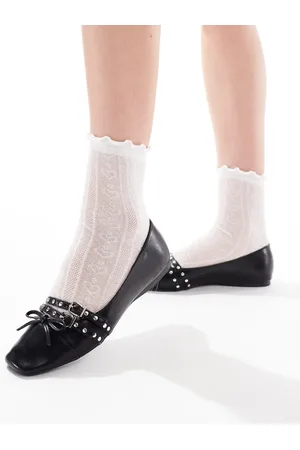 London Rebel Studded buckle ballet shoe in patent