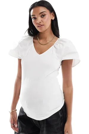 Mama;licious Mamalicious Maternity bow back jersey top in