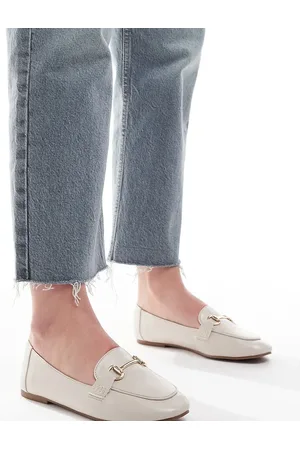 London Rebel London Rebel Nori Wide Fit buckle detail loafer in cream