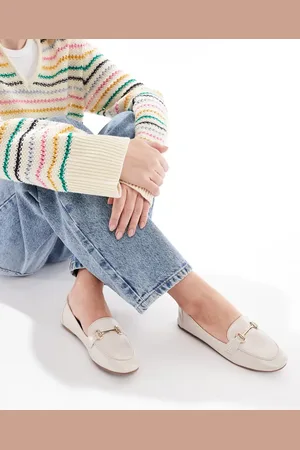 London Rebel Nori buckle detail loafer in cream