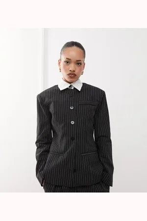 Labelrail X Jennifer McKing tailored pinstripe fitted blazer co-ord in