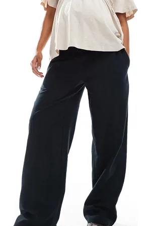 Mama;licious Mamalicious Maternity linen touch wide leg trousers in