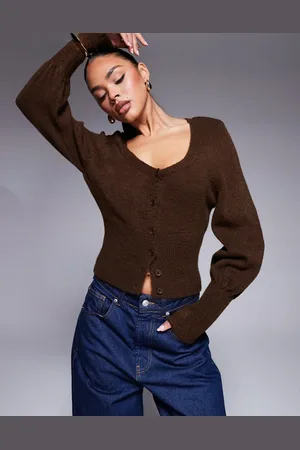 ASOS Cinched sweetheart neckline cardigan in