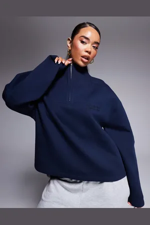ASOS Weekend Collective heavyweight half zip sweatshirt with logo in